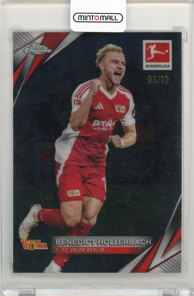 2024-25 Topps Chrome Bundesliga Soccer Benedict Hollerbach Black Refractor 08/10 trading card from 1. FC Union Berlin