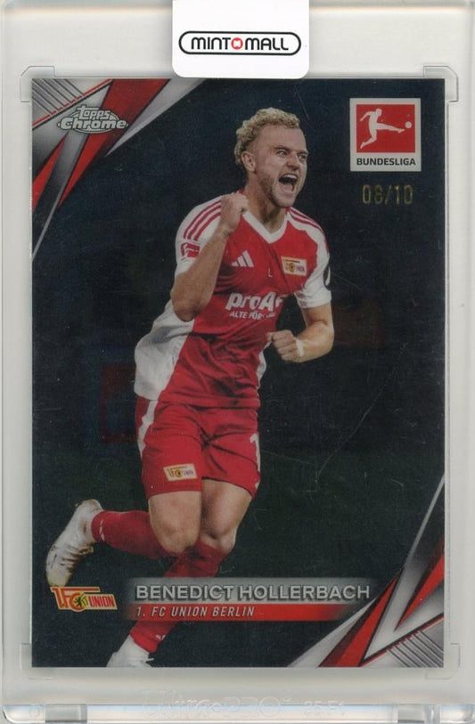 2024-25 Topps Chrome Bundesliga Soccer Benedict Hollerbach Black Refractor 08/10 trading card from 1. FC Union Berlin