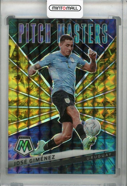 2021-22 Panini Mosaic Road to FIFA World Uruguay Jose Maria Gimenez Pitch Masters Gold card numbered 01 of 10