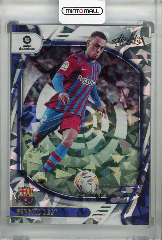 2021-22 Panini Chronicles FC Barcelona Sergino Dest Absolute La Liga Cracked Ice Parallel Version card 18 of 23