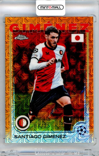 2025 Topps UEFA Japan Edition Santiago Gimenez #189 Base Orange Mojo Parallel trading card from Feyenoord
