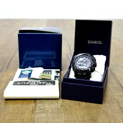 Casio Pro Trek PRW-5100-1JF solar radio wave watch with black band and digital-analog display