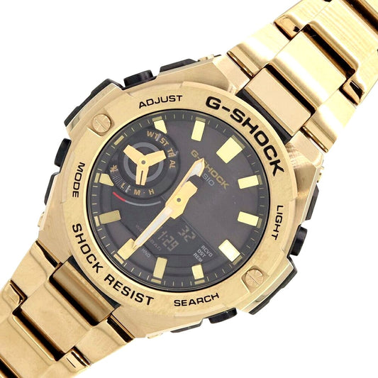 Casio G-Shock G-Steel GST-B500 watch in matte gold stainless steel with quartz movement and Bluetooth connectivity