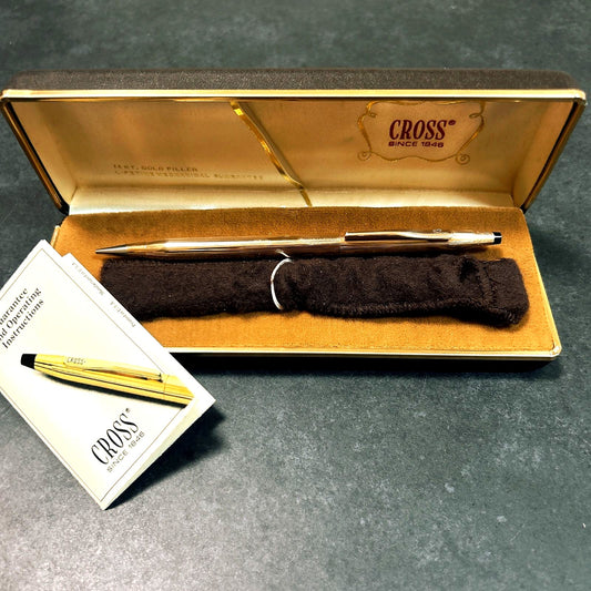 CROSS 1/20 14KT Gold Filled mechanical pencil with twist-style, 0.9mm tip, shown with box