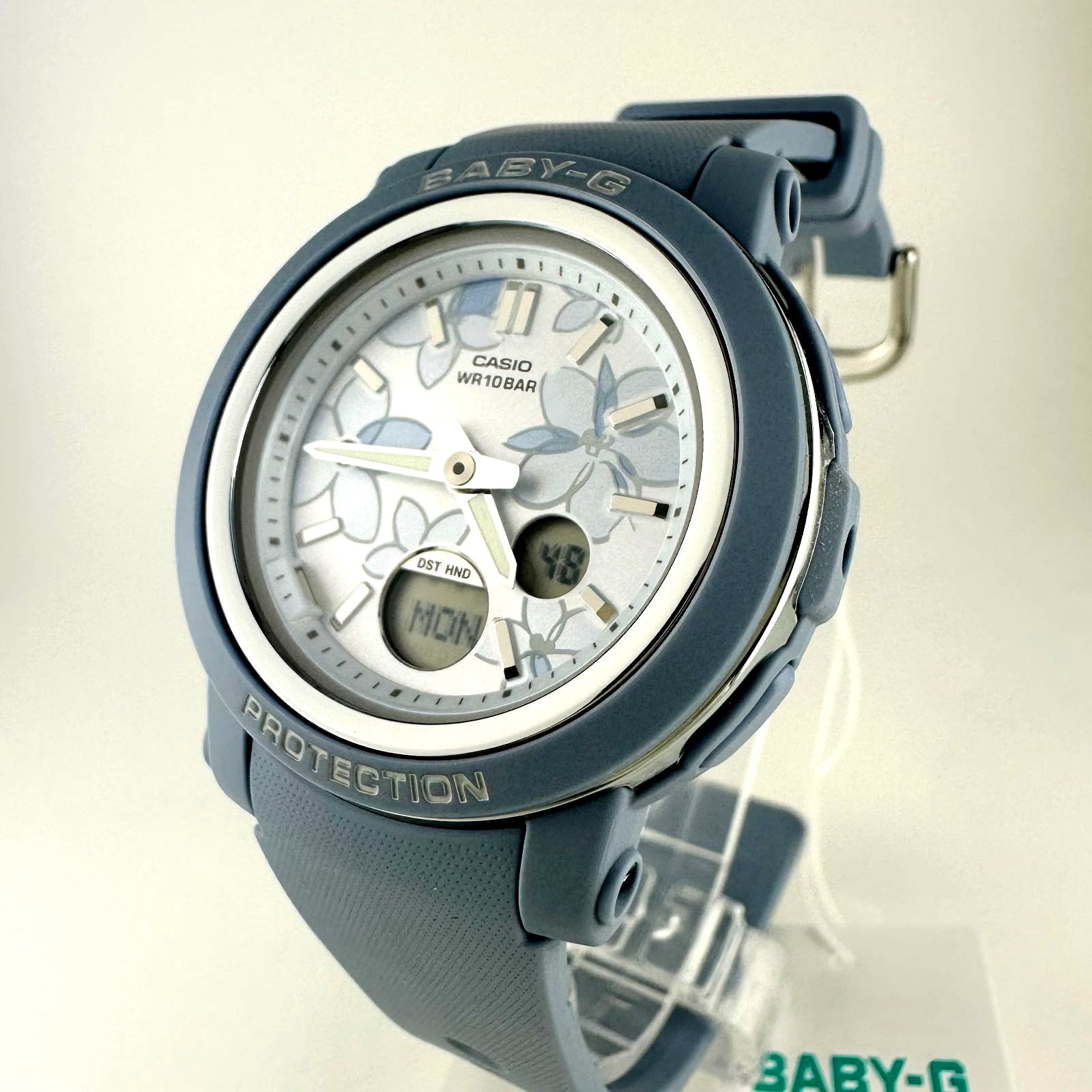 Baby-G BGA-290FL-2AJF blue analog watch with floral design resin case and band Japan import