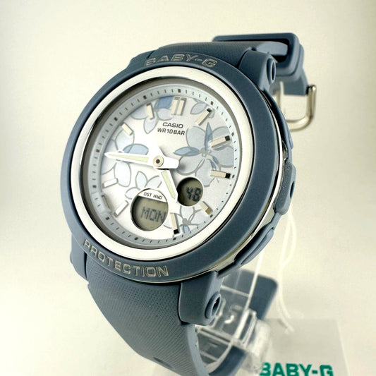 Baby-G BGA-290FL-2AJF blue analog watch with floral design resin case and band Japan import