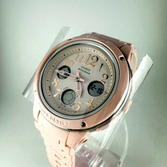 Baby-G BGA-150EF-4BJF watch with pink band and dial, shown front view