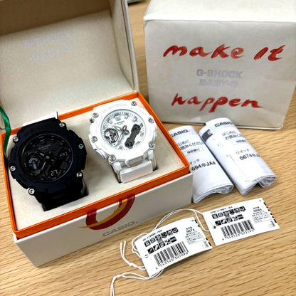 Casio G-Shock GMA-S2200M white and GA-2200BB black pair watch set with original boxes