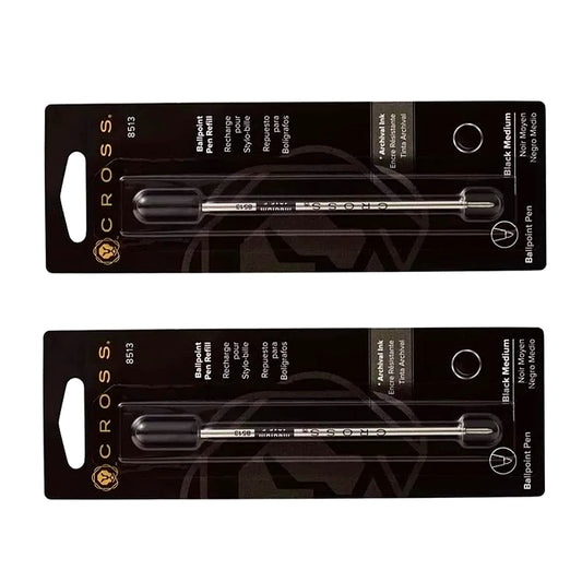 Pack of 6 Cross black medium ballpoint pen refills model 8513 for Cross pens, Japan import