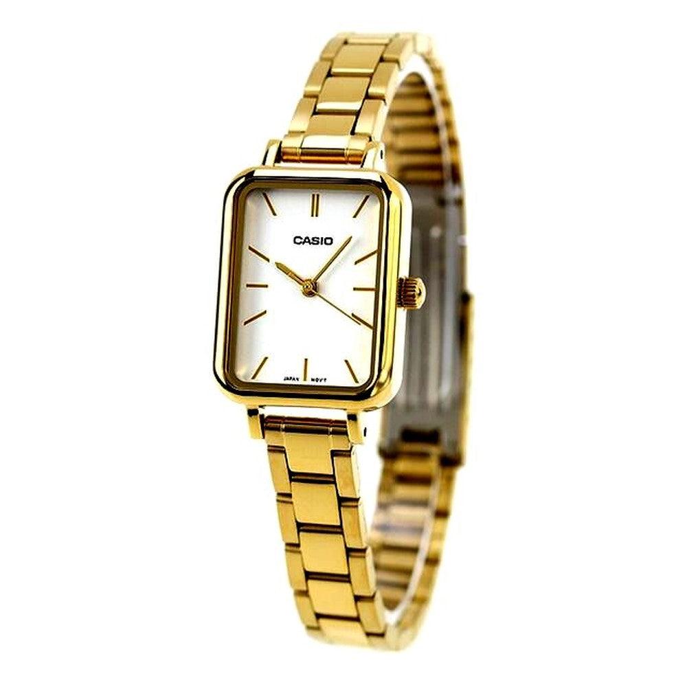 Casio Standard Series wristwatch model LTP-V009G-7EDF with white dial and gold stainless steel band