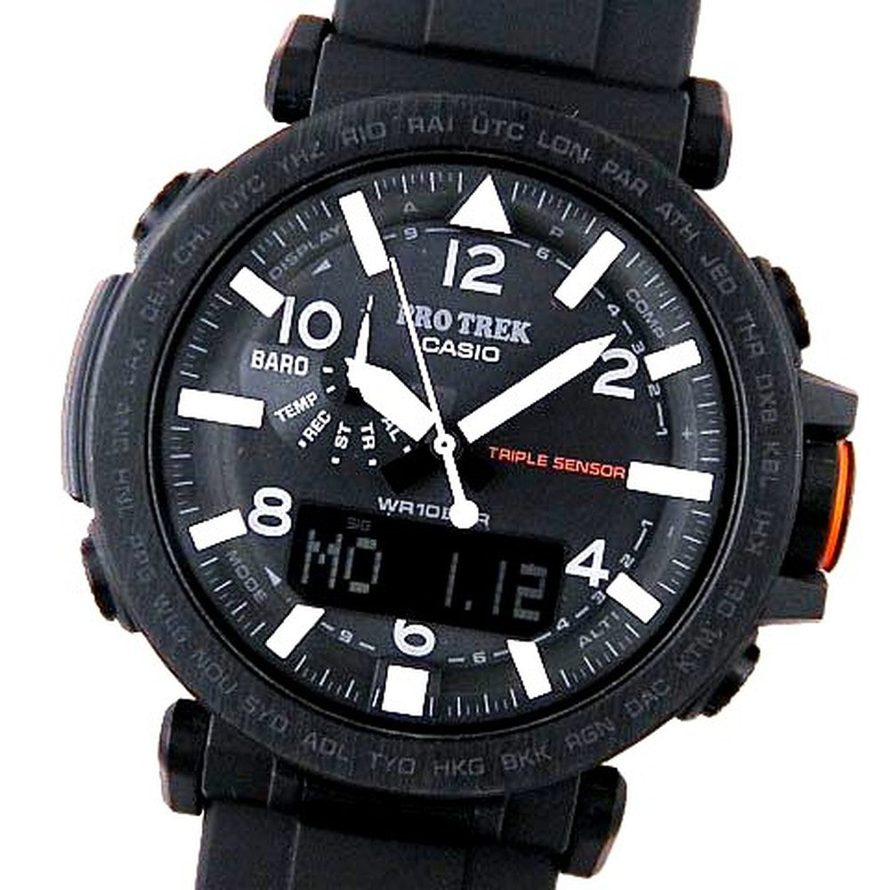 Casio Pro Trek Night Safari PRG-650YBE-3JR watch with stainless steel case and resin components