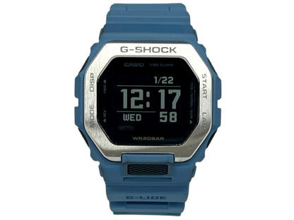 Casio G-Shock G-Lide GBX-100 digital mens watch in sky blue with rubber band and rectangular case