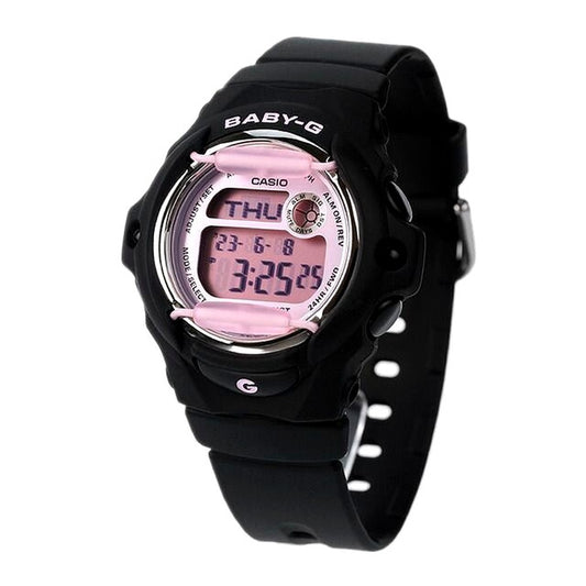 Casio Baby-G BG-169U-1CDR women's digital watch with pink dial, black resin strap, and stainless steel case