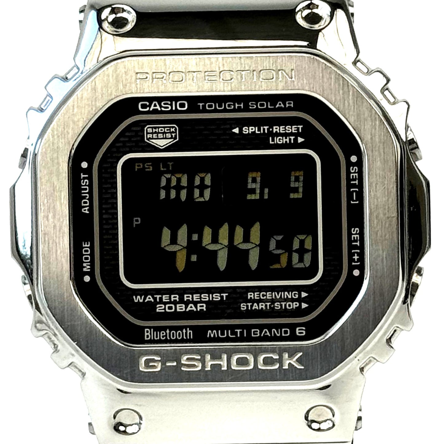 Casio G-Shock GMW-B5000-1JF black digital watch with full metal face, Bluetooth, and resin band