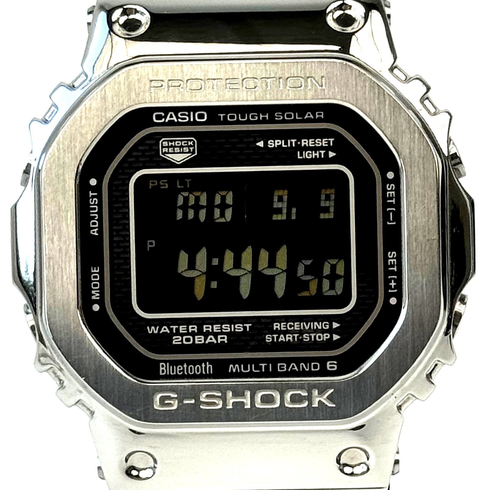 Casio G-Shock GMW-B5000-1JF black digital watch with full metal face, Bluetooth, and resin band