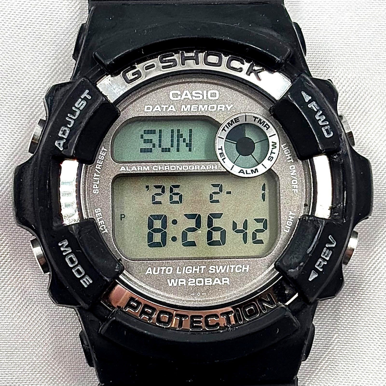 Casio G-Shock DW-9200K digital watch with black band and silver dial water resistant 200 meters Japan import