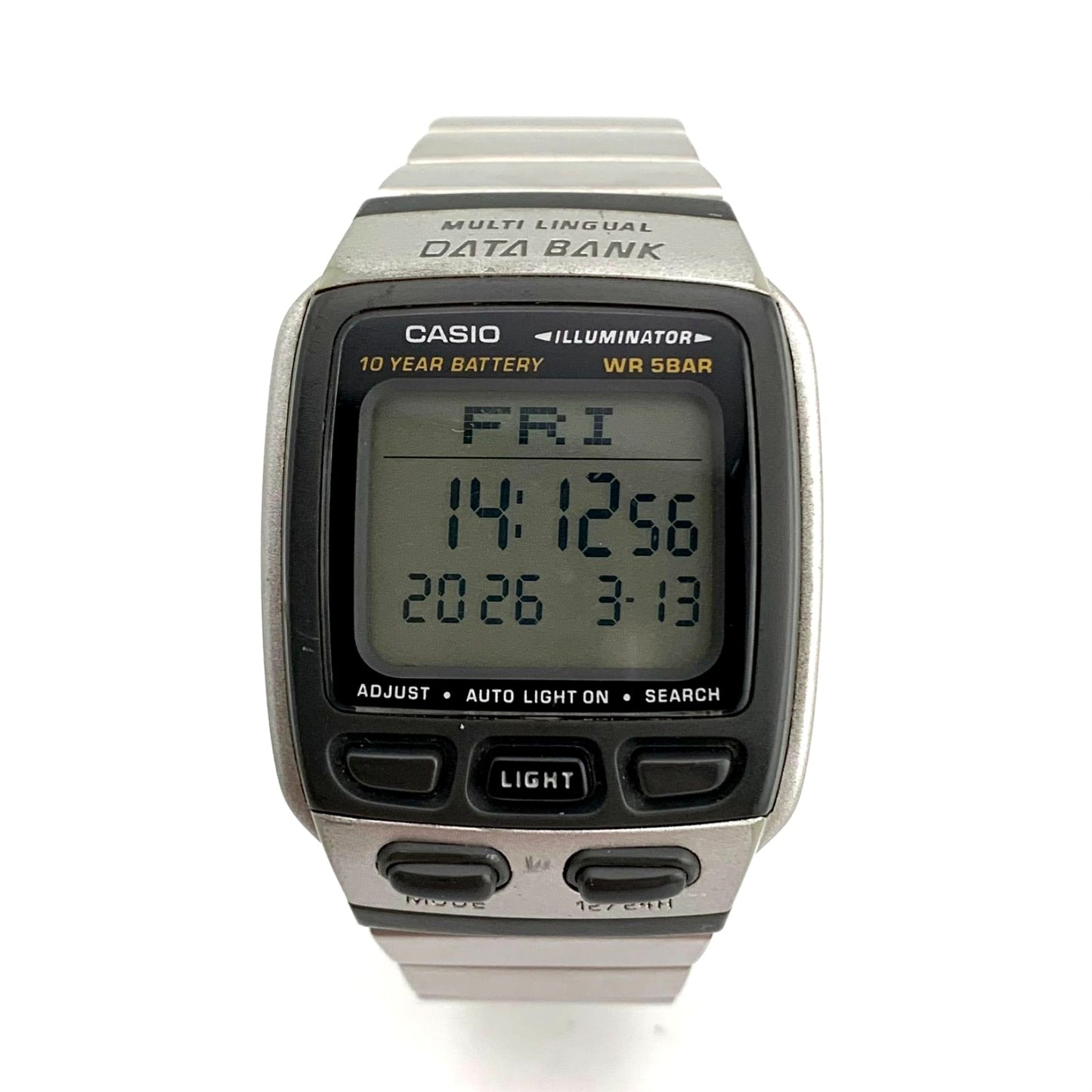 Casio DB-37H digital wristwatch with stainless steel case and multiple alarm features