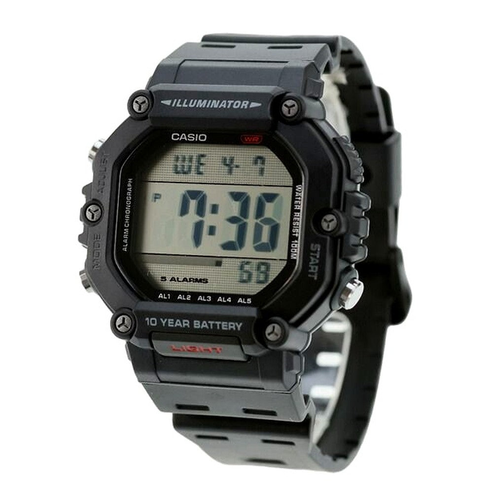 Casio AE-1600H-1AVDF men's digital quartz watch with black resin case and band