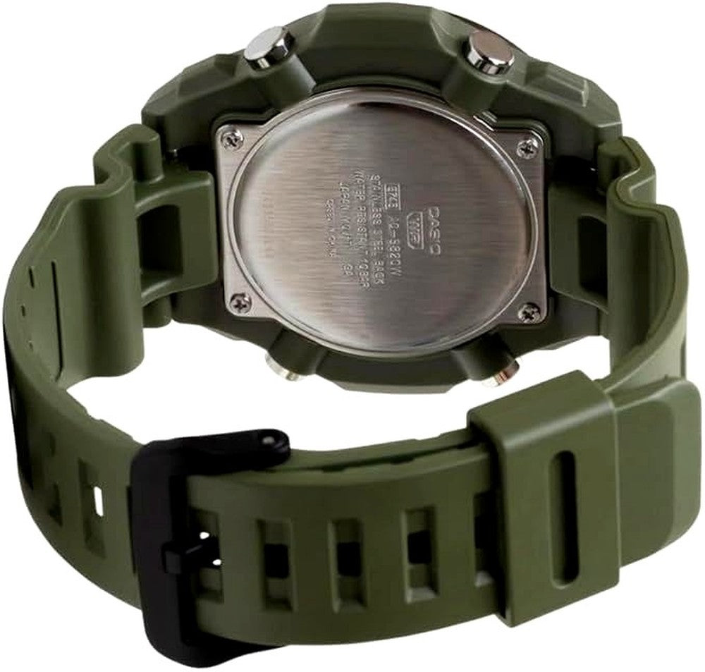 Casio Solar Sports Watch Model AQS820 with digital-analog display and 100 meters water resistance