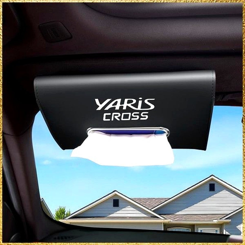 Yaris Cross Brand Universal PU Leather Hanging Tissue Holder for Vehicle Interior Accessories — Japan Import