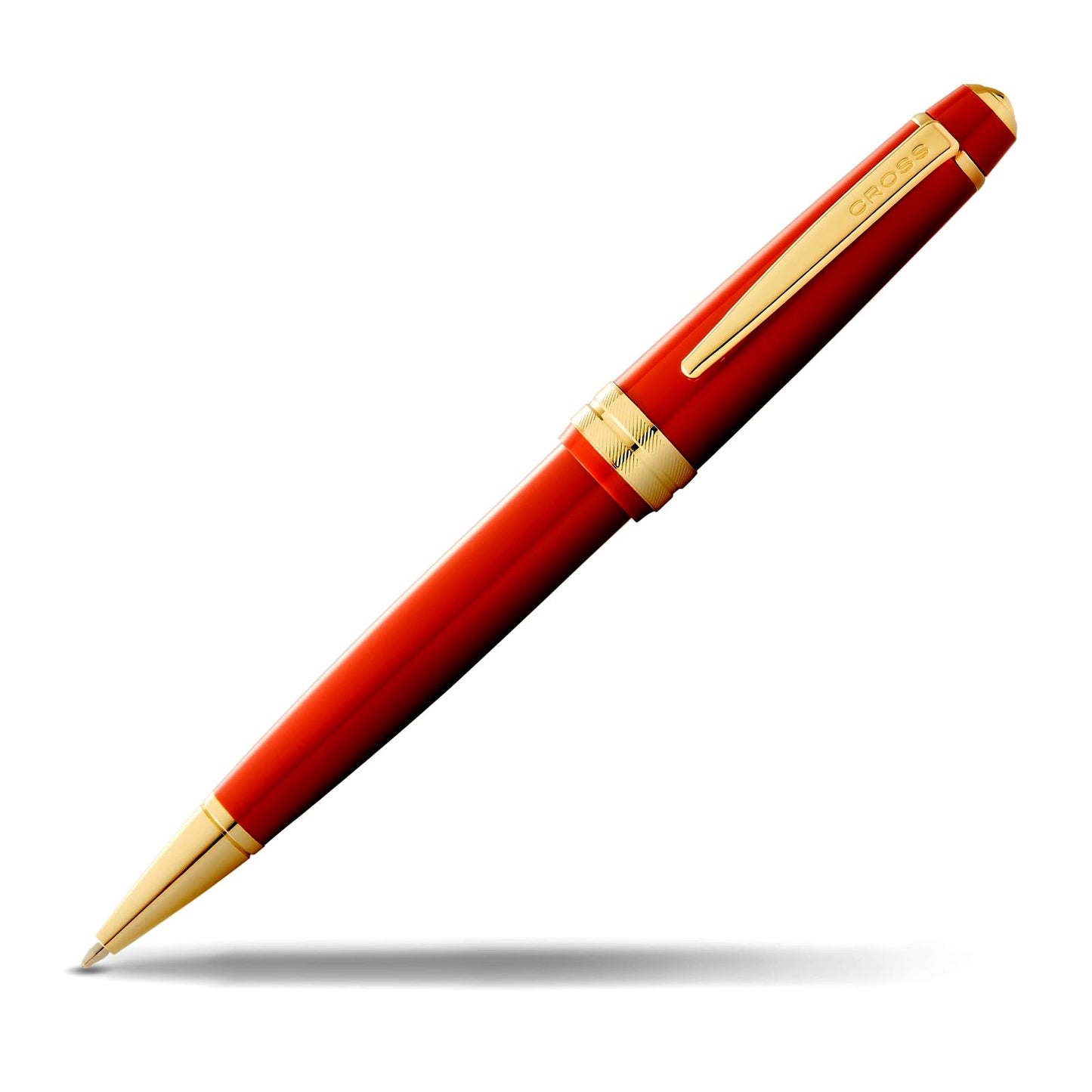 Cross Bailey Light ballpoint pen model 1846 with amber resin body and gold-plated accents