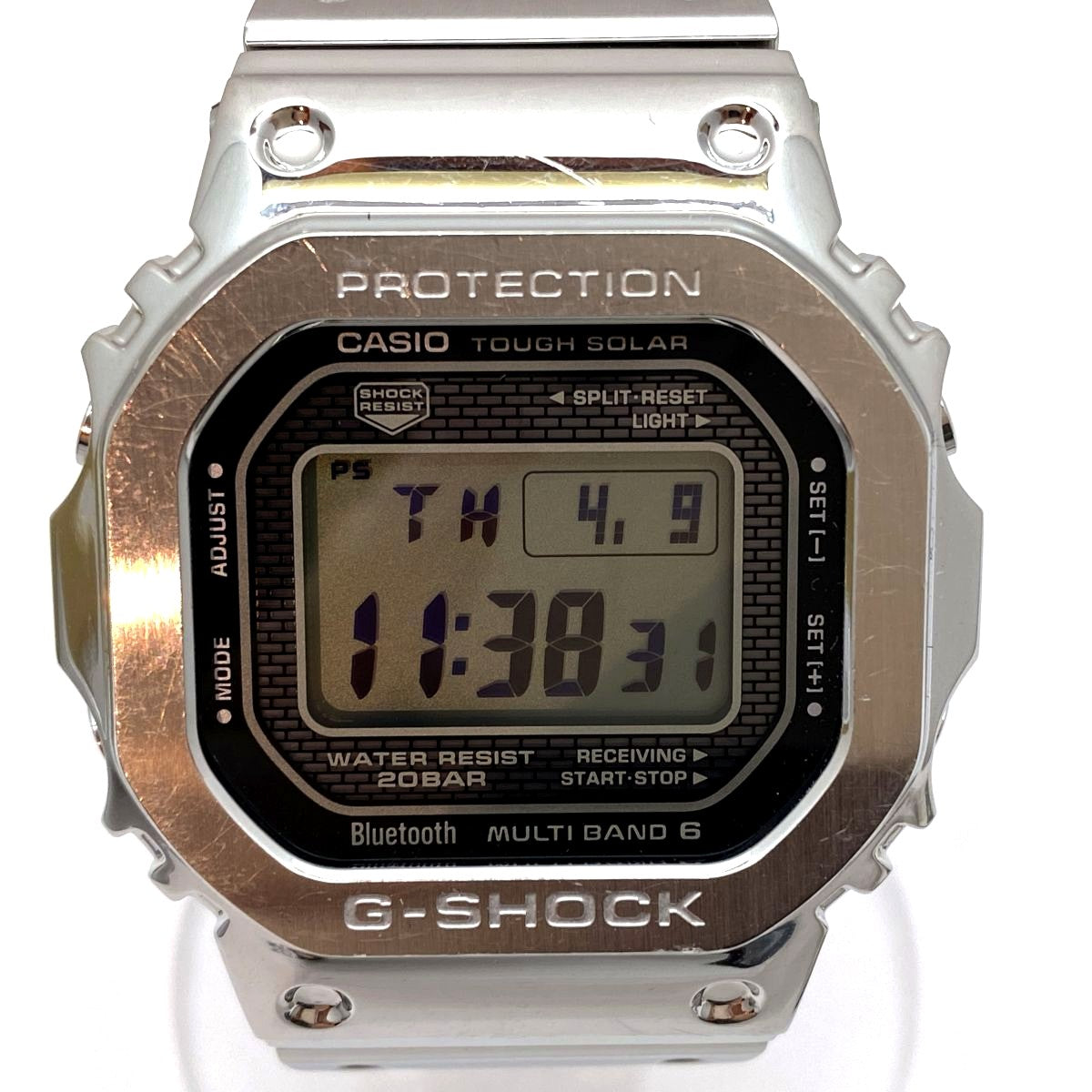 Casio G-Shock GMW-B5000 Full Metal Radio Solar Watch with metal band and digital display