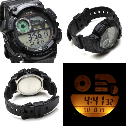 Casio Fishing Time Digital Watch Model WS-1500H with Moon Data 10ATM Water Resistance — Japan Import
