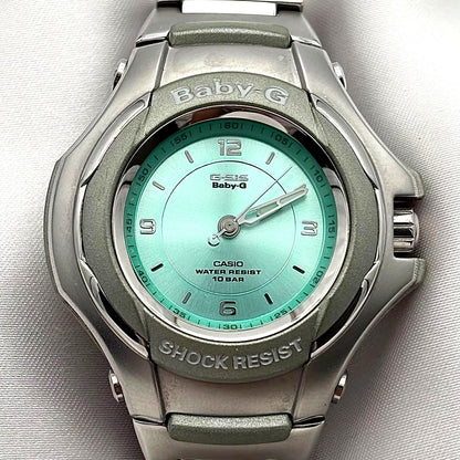 Casio Baby-G Watch Model STG-100 in Silver with Ice Blue Dial and 100 M Water Resistance — Japan Import