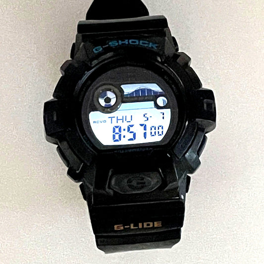 Casio G-Shock G-Lide GWX-8900 black stainless steel solar digital watch with date calendar