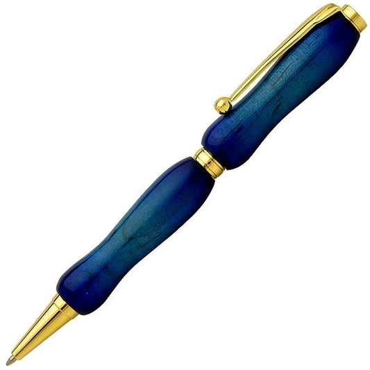 Candy Color Ballpoint Pen Cross Style Blue with Curly Maple Wood Finish from Japan
