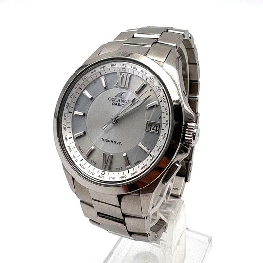 Casio Oceanus OCW-S100 solar titanium watch with silver dial and sapphire glass