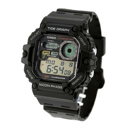 Casio W-1700H-1AVDF men's digital watch with black resin band and resin case, digital liquid crystal display