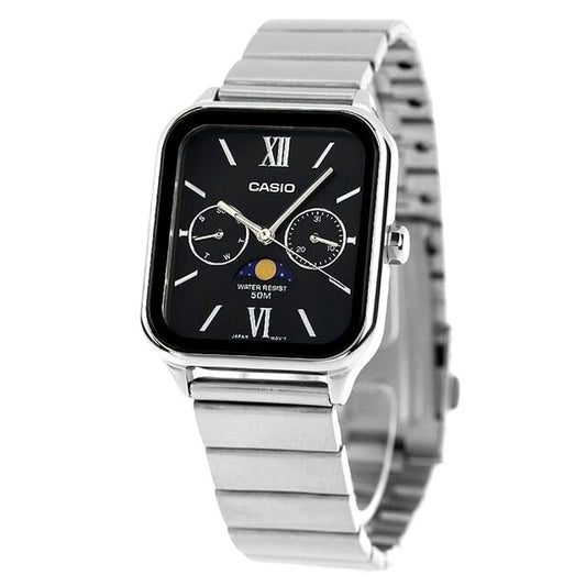 Casio Standard Series MTP-M305D-1A2VDF men's analog watch with black dial and silver stainless steel band