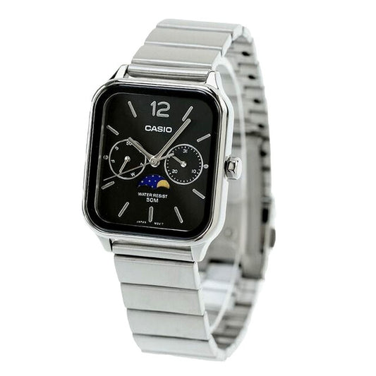Casio Standard MTP-M305D-1AVDF men's watch with black dial and silver stainless steel case and band