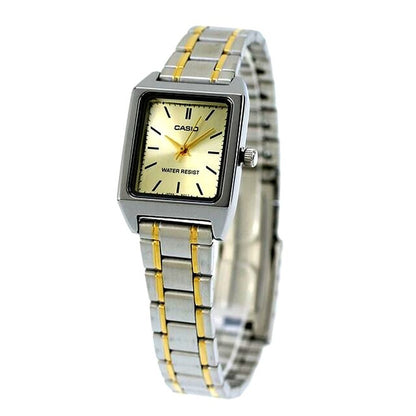 Casio Standard Series LTP-V007SG-9EDF quartz watch with gold dial and silver stainless steel band