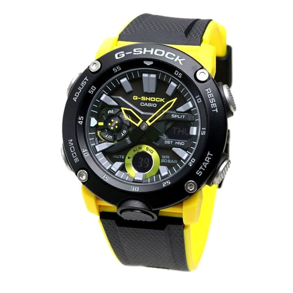 G-Shock Casio Basic Series GA-2000-1A9DR digital watch with black dial, carbon resin case, and resin band
