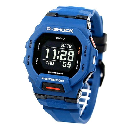 Casio G-Shock G-Squad GBD-200-2DR digital watch with blue resin band and black dial