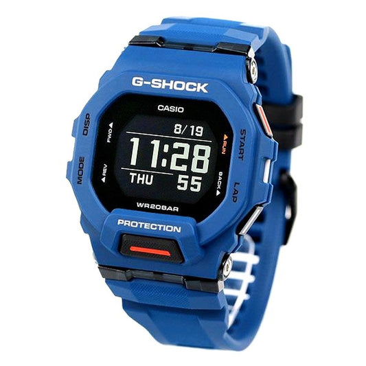 Casio G-Shock G-Squad GBD-200-2DR digital watch with blue resin band and black dial