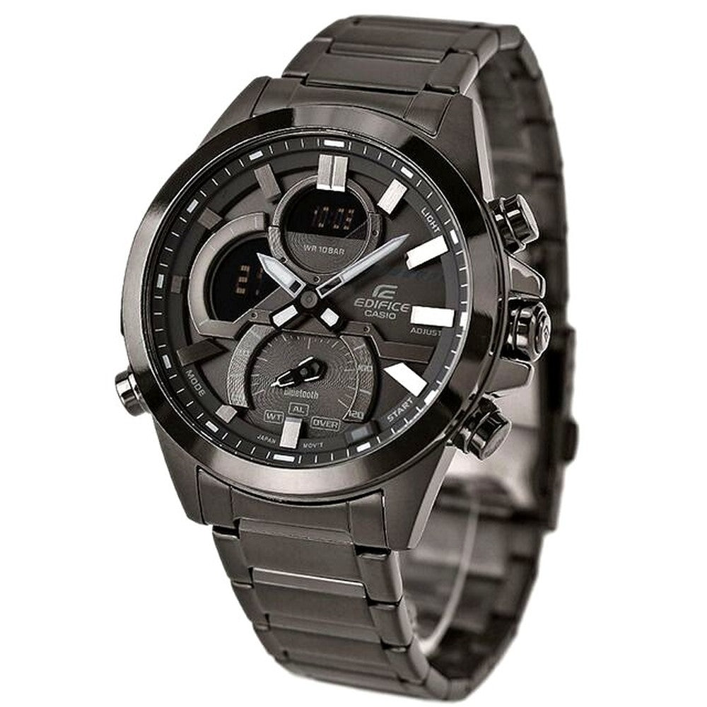 Casio Edifice ECB-30DC-1BDF men's analog-digital smartphone link watch with gunmetal stainless steel band