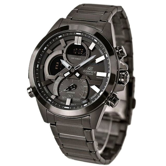 Casio Edifice ECB-30DC-1BDF men's analog-digital smartphone link watch with gunmetal stainless steel band