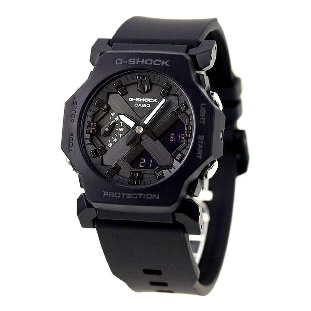 Casio G-Shock GA-2300-1ADR black analog digital watch with 45.4mm case and black resin band