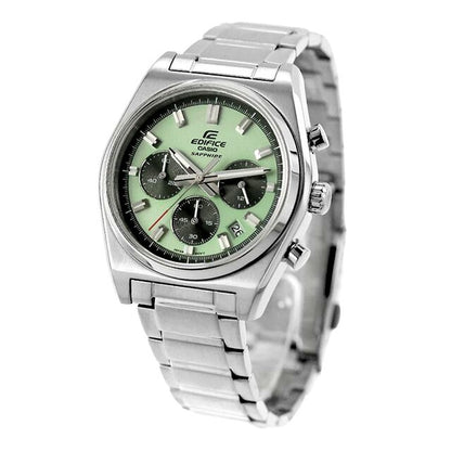 Casio Edifice EFB-730D-3AVDF Quartz Watch for Men with Green Dial and Silver Stainless Steel Band — Japan Import