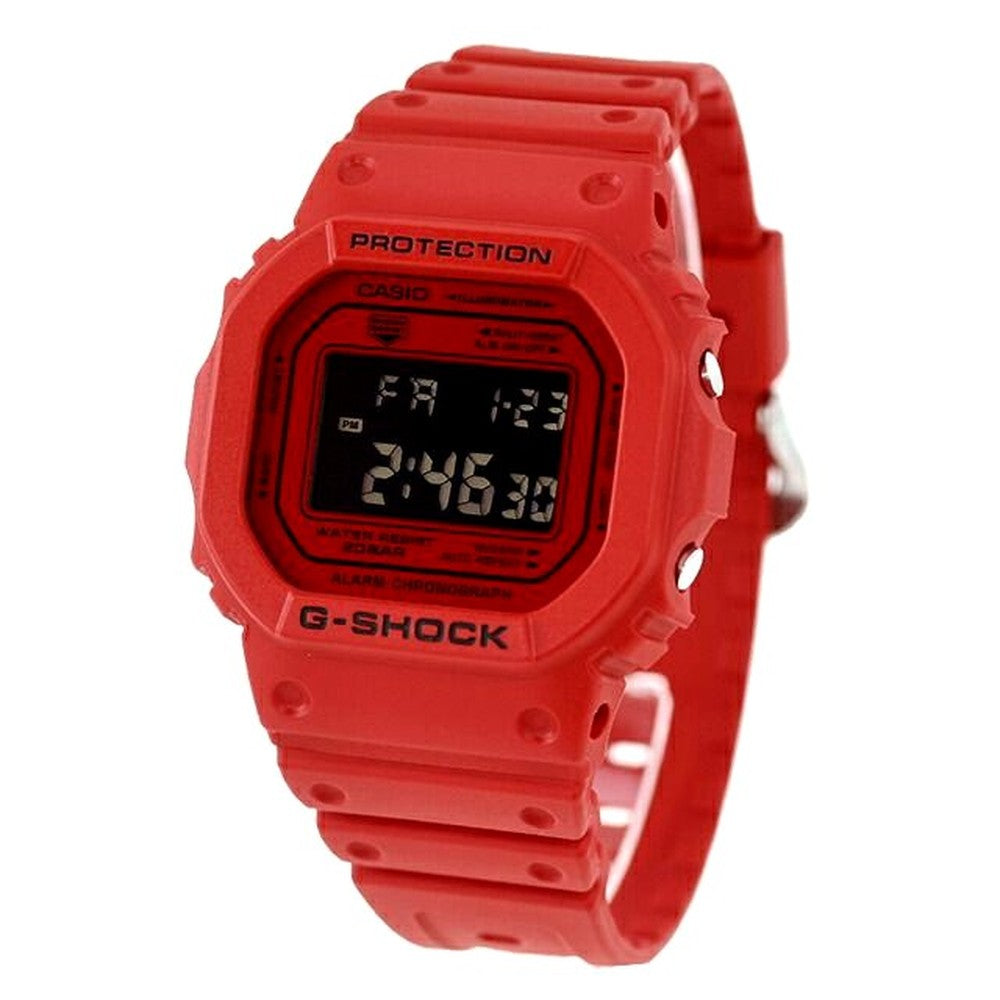 Casio G-Shock DW-5600RRB-4DR digital watch with red resin band and black dial Japan import