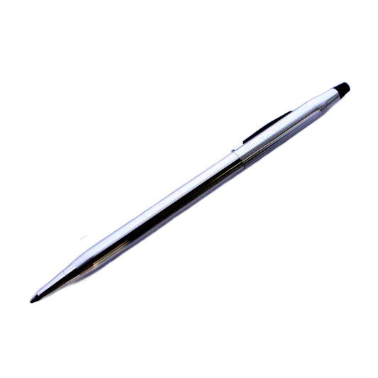 Cross silver rotating logo ballpoint pen model GY18, 5.3 inches, used with fine scratches