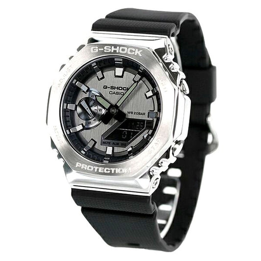 Casio G-Shock GM-2100-1ADR analog digital watch with black and silver dial and resin band