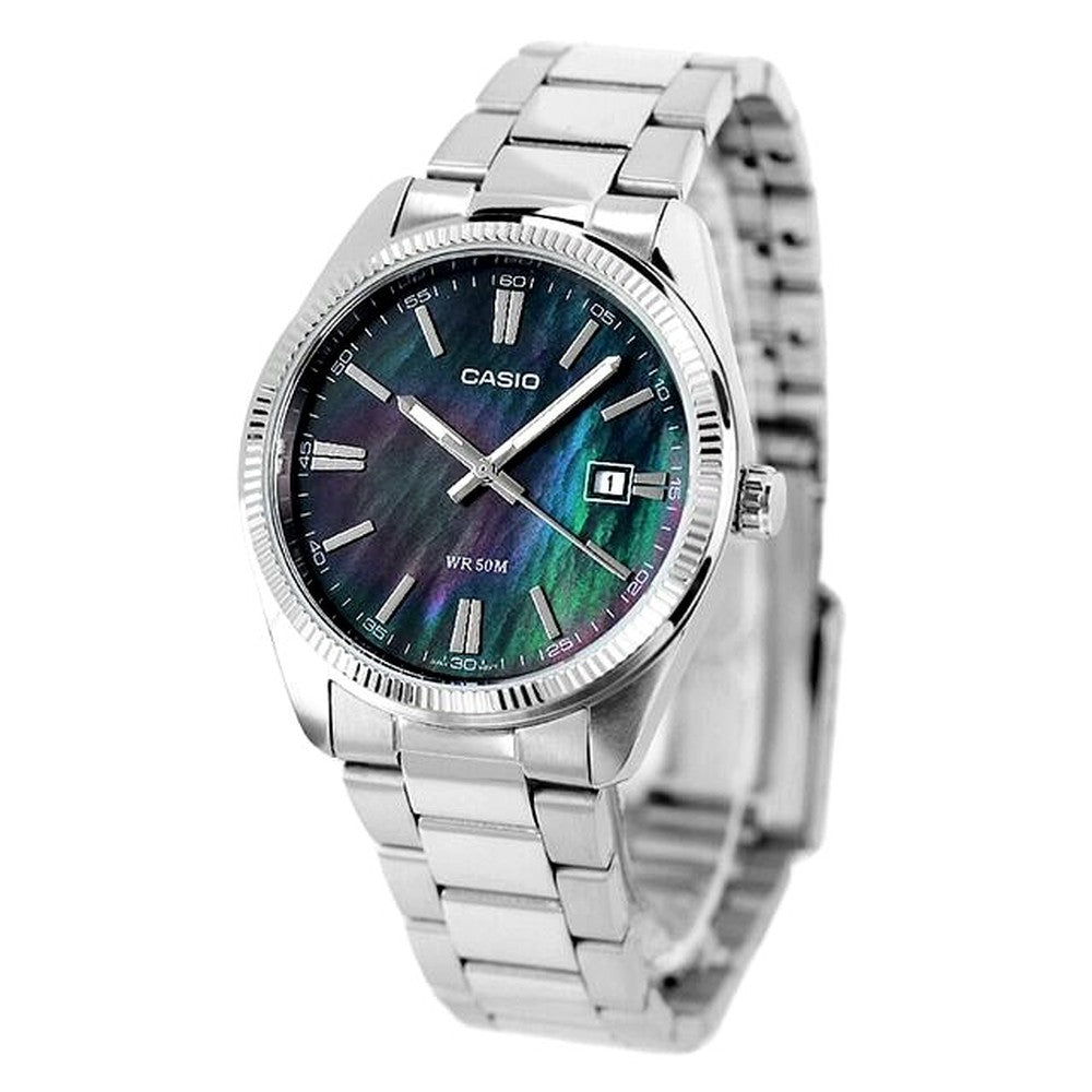 Casio Standard Series MTP-1302DS-1AVDF men's watch with mother-of-pearl dial and stainless steel band