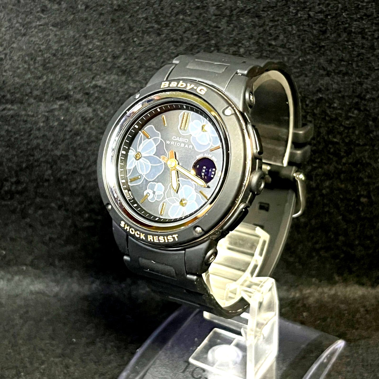 Casio Baby-G BGA-150FL Digital Watch with Black Flower Pattern Tested & Working — Japan Import