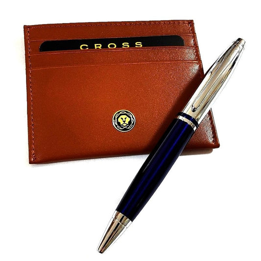 Cross Calais Twist Ballpoint Pen blue with card case and gift box Japan import