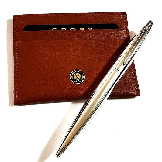 Cross ATX silver twist ballpoint pen with card case in dedicated gift box