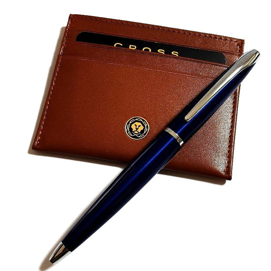 Cross ATX series translucent blue ballpoint pen with card case and special gift box